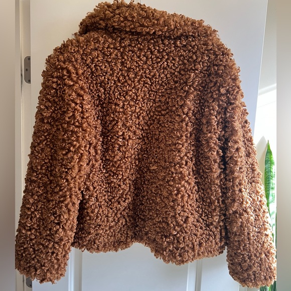 Zara faux fur curly lapel collar jacket - Picture 2 of 4